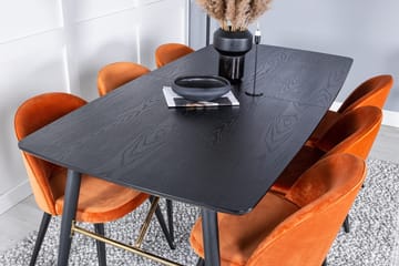 Rektangulär matgrupp Venture Home Rostig Orange Svart 6st - Huonekalut - Pöytä & ruokailuryhmä - Ruokailuryhmä