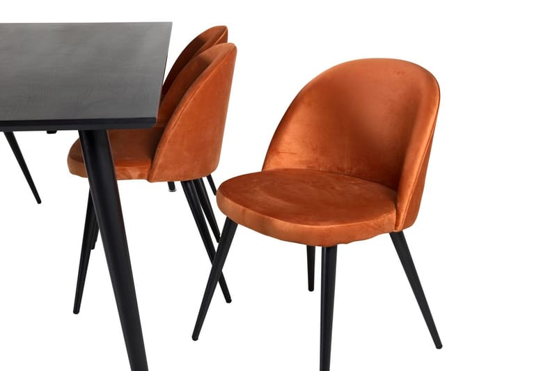 Rektangulär matgrupp Venture Home Rostig Orange Svart 6st - Huonekalut - Pöytä & ruokailuryhmä - Ruokailuryhmä