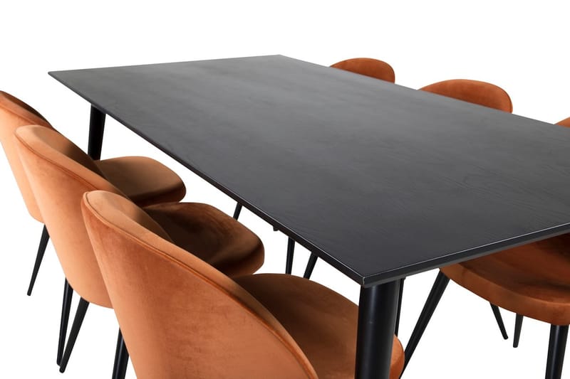 Rektangulär matgrupp Venture Home Rostig Orange Svart 6st - Huonekalut - Pöytä & ruokailuryhmä - Ruokailuryhmä