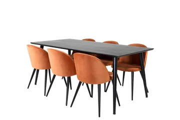 Rektangulär matgrupp Venture Home Rostig Orange Svart 6st - Huonekalut - Pöytä & ruokailuryhmä - Ruokailuryhmä