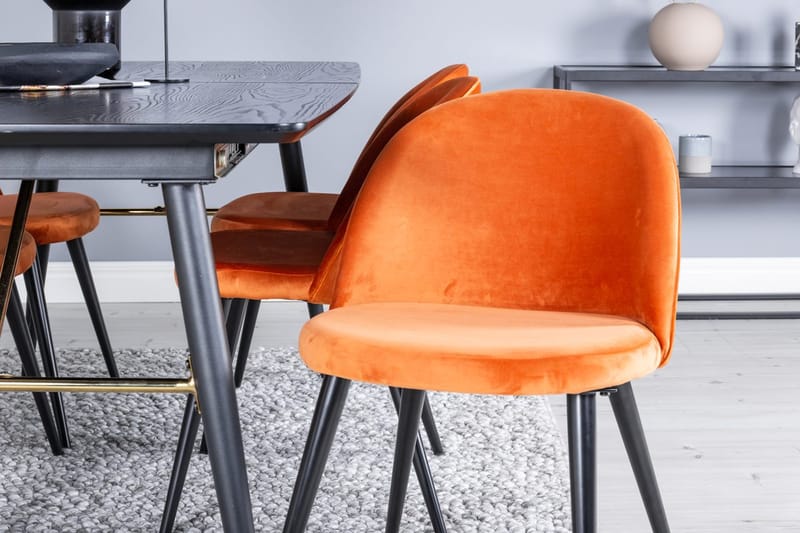 Rektangulär matgrupp Venture Home Rostig Orange Svart 6st - Huonekalut - Pöytä & ruokailuryhmä - Ruokailuryhmä