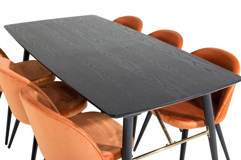 Rektangulär matgrupp Venture Home Rostig Orange Svart 6st - Huonekalut - Pöytä & ruokailuryhmä - Ruokailuryhmä