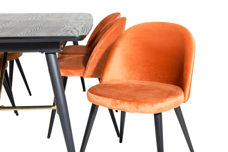 Rektangulär matgrupp Venture Home Rostig Orange Svart 6st - Huonekalut - Pöytä & ruokailuryhmä - Ruokailuryhmä