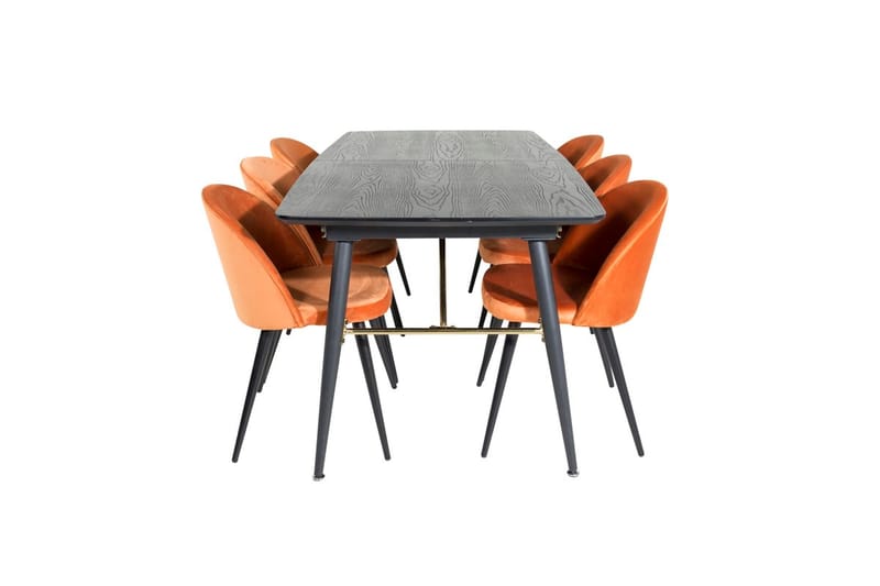 Rektangulär matgrupp Venture Home Rostig Orange Svart 6st - Huonekalut - Pöytä & ruokailuryhmä - Ruokailuryhmä