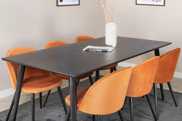 Rektangulär matgrupp Venture Home Rostig Orange Svart 6st - Huonekalut - Pöytä & ruokailuryhmä - Ruokailuryhmä