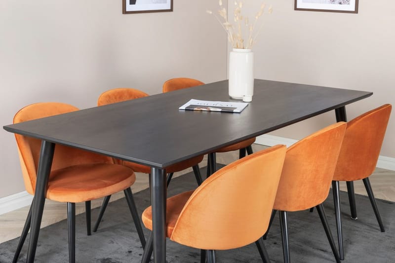 Rektangulär matgrupp Venture Home Rostig Orange Svart 6st - Huonekalut - Pöytä & ruokailuryhmä - Ruokailuryhmä
