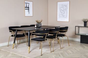 Rektangulär matgrupp Venture Home Svart Guld Mässing - Huonekalut - Pöytä & ruokailuryhmä - Ruokailuryhmä
