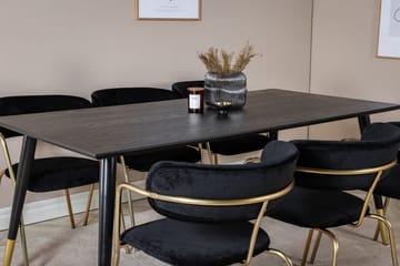 Rektangulär matgrupp Venture Home Svart Guld Mässing - Huonekalut - Pöytä & ruokailuryhmä - Ruokailuryhmä