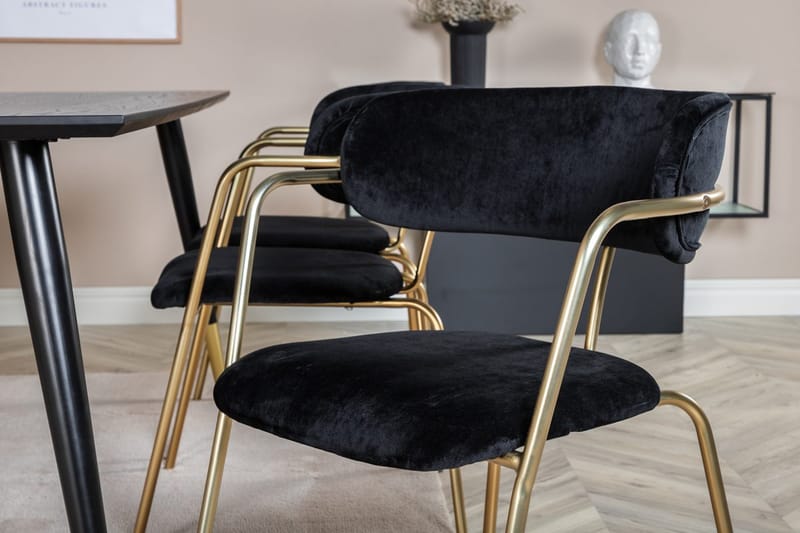 Rektangulär matgrupp Venture Home Svart Guld Mässing - Huonekalut - Pöytä & ruokailuryhmä - Ruokailuryhmä