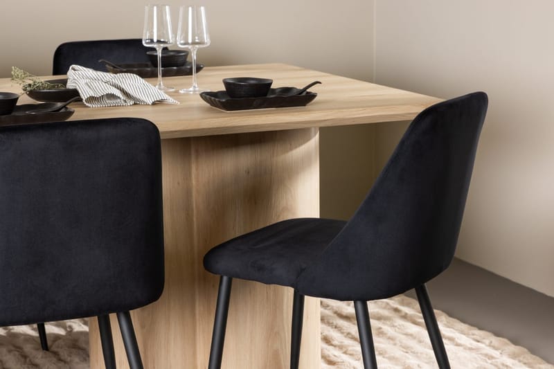 Rektangulär matgrupp Venture Home Svart Ljust trä 6st - Huonekalut - Pöytä & ruokailuryhmä - Ruokailuryhmä