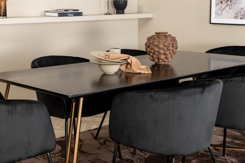Rektangulär matgrupp Venture Home Svart Mässing - Huonekalut - Pöytä & ruokailuryhmä - Ruokailuryhmä