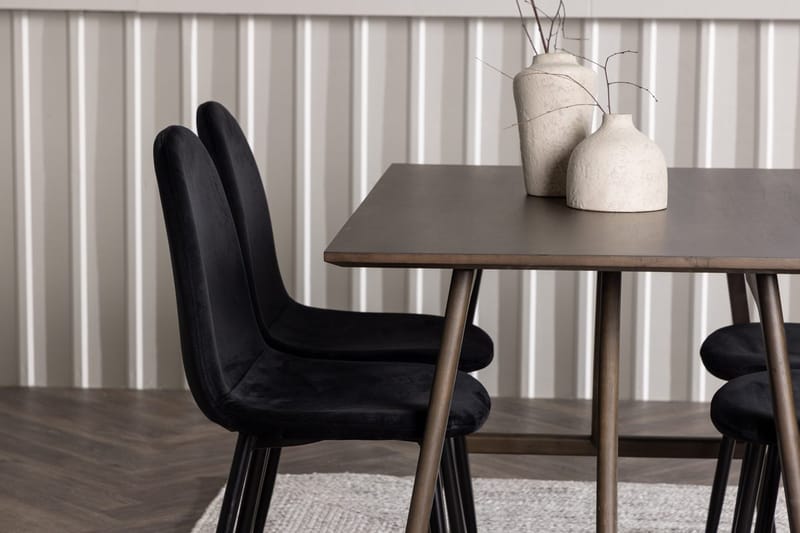 Rektangulär matgrupp Venture Home Svart Mörkbrun 4st - Tummanruskea - Huonekalut - Pöytä & ruokailuryhmä - Ruokailuryhmä
