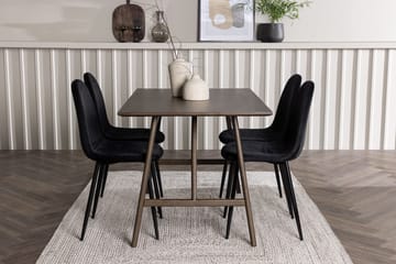 Rektangulär matgrupp Venture Home Svart Mörkbrun 4st - Tummanruskea - Huonekalut - Pöytä & ruokailuryhmä - Ruokailuryhmä