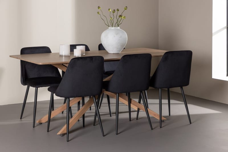 Rektangulär matgrupp Venture Home Svart Mocka 6st