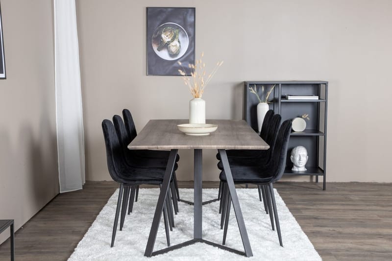 Rektangulär matgrupp Venture Home Svart Natur 6st - Huonekalut - Pöytä & ruokailuryhmä - Ruokailuryhmä