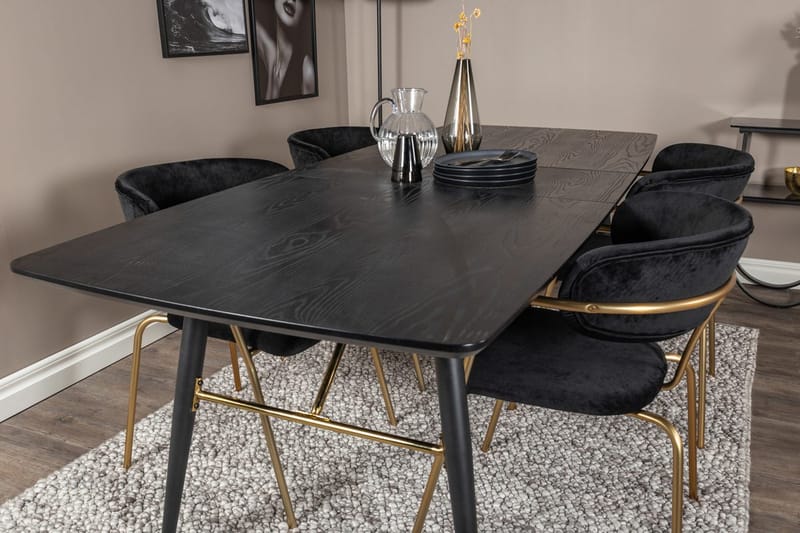 Rektangulär matgrupp Venture Home Svart Svart 4st - Huonekalut - Pöytä & ruokailuryhmä - Ruokailuryhmä