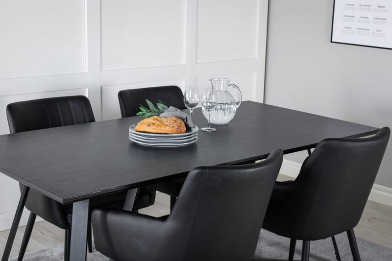Rektangulär matgrupp Venture Home Svart Svart 4st - Huonekalut - Pöytä & ruokailuryhmä - Ruokailuryhmä