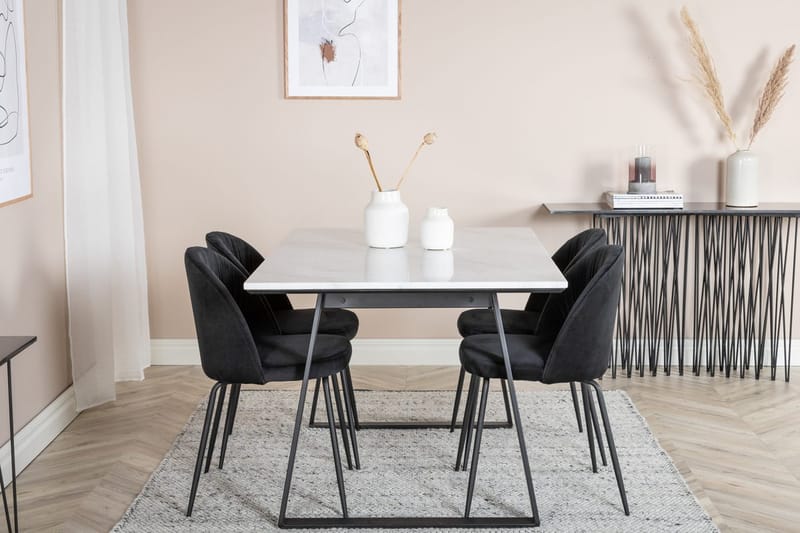 Rektangulär matgrupp Venture Home Svart Svart 4st - Huonekalut - Pöytä & ruokailuryhmä - Ruokailuryhmä