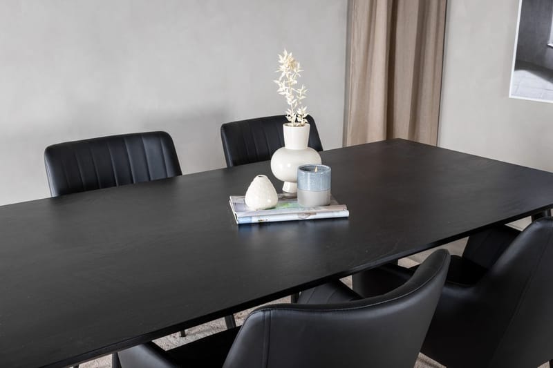 Rektangulär matgrupp Venture Home Svart Svart 4st - Huonekalut - Pöytä & ruokailuryhmä - Ruokailuryhmä