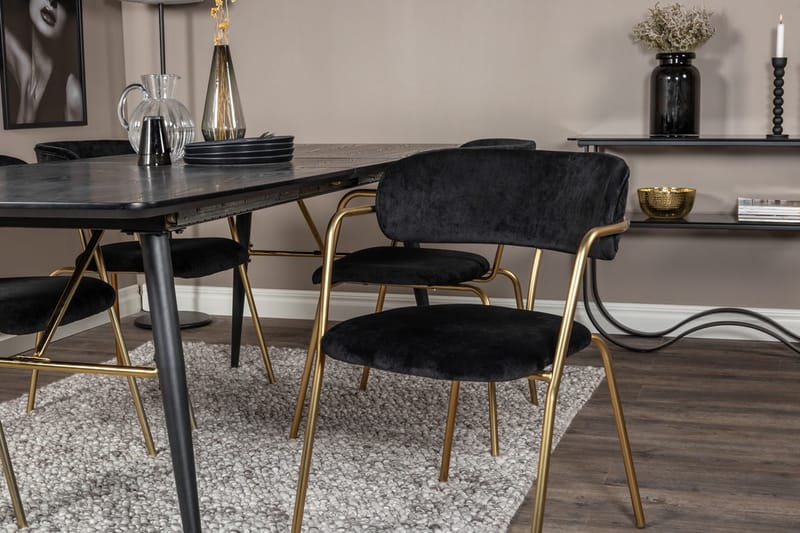 Rektangulär matgrupp Venture Home Svart Svart 4st - Huonekalut - Pöytä & ruokailuryhmä - Ruokailuryhmä