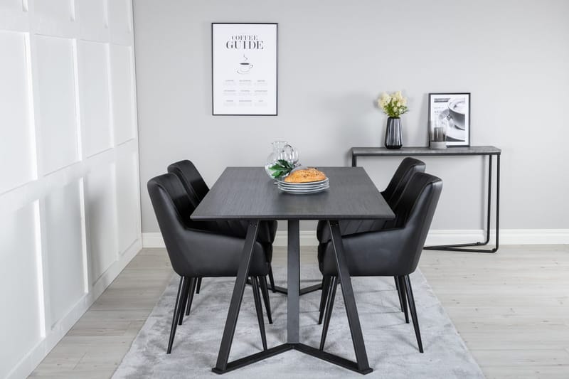 Rektangulär matgrupp Venture Home Svart Svart 4st - Huonekalut - Pöytä & ruokailuryhmä - Ruokailuryhmä