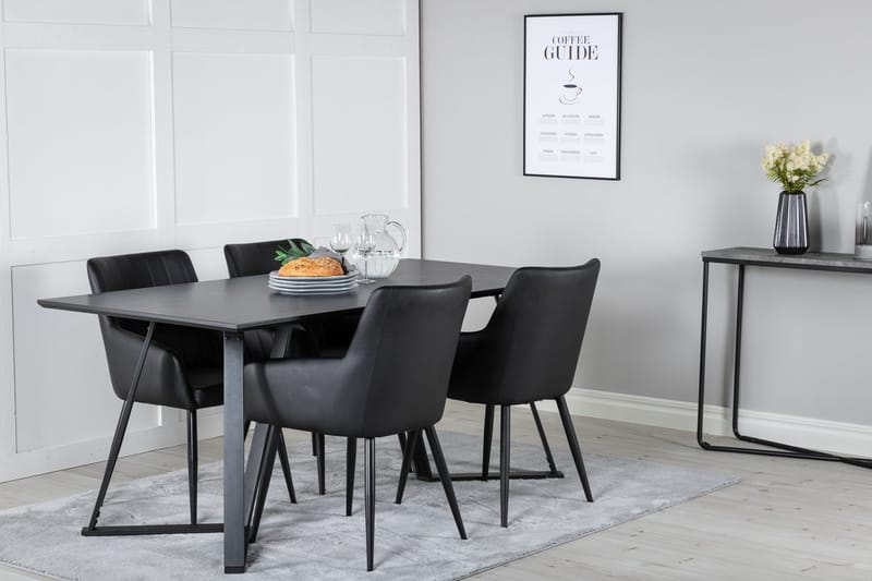 Rektangulär matgrupp Venture Home Svart Svart 4st