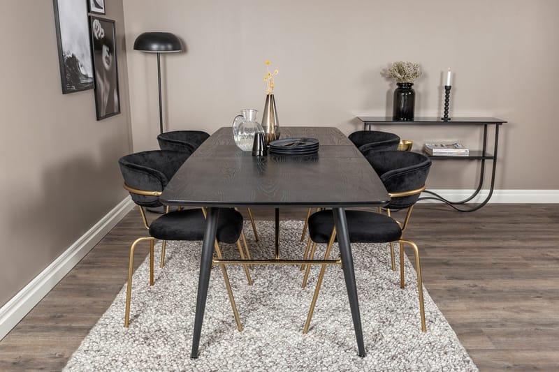 Rektangulär matgrupp Venture Home Svart Svart 4st - Huonekalut - Pöytä & ruokailuryhmä - Ruokailuryhmä