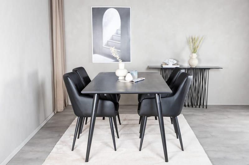 Rektangulär matgrupp Venture Home Svart Svart 4st - Huonekalut - Pöytä & ruokailuryhmä - Ruokailuryhmä