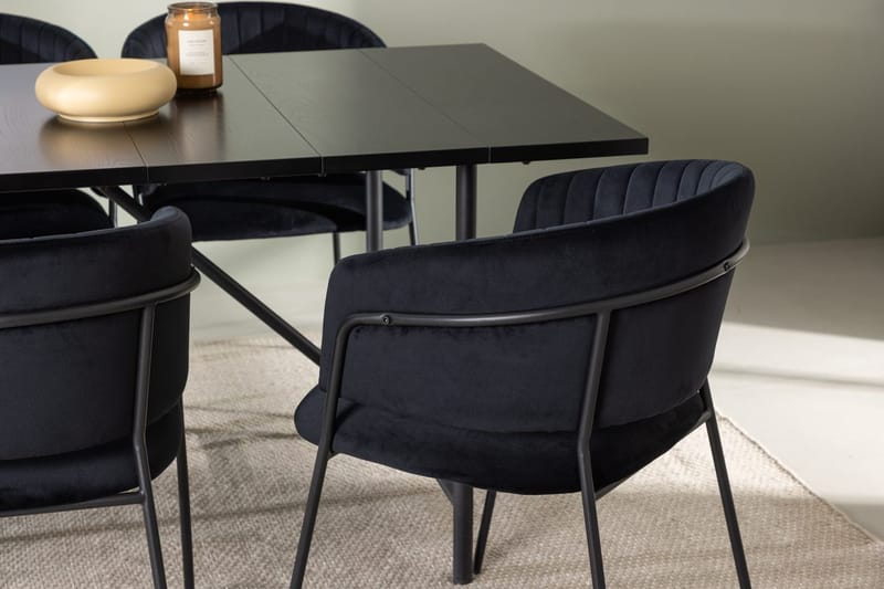 Rektangulär matgrupp Venture Home Svart Svart 6st - Huonekalut - Pöytä & ruokailuryhmä - Ruokailuryhmä