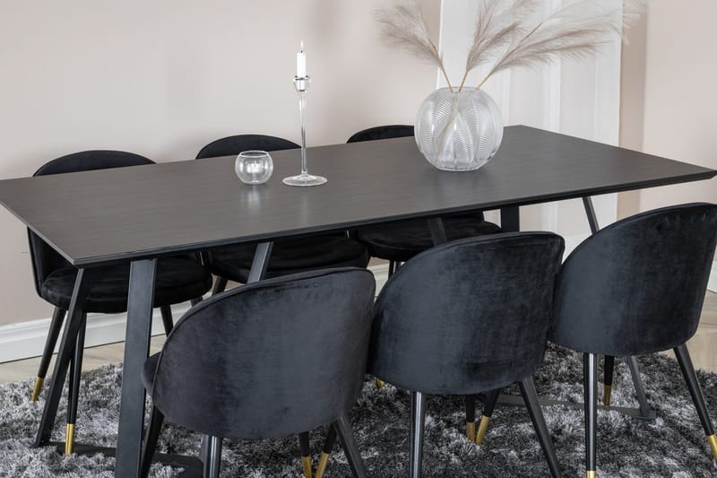 Rektangulär matgrupp Venture Home Svart Svart 6st - Huonekalut - Pöytä & ruokailuryhmä - Ruokailuryhmä