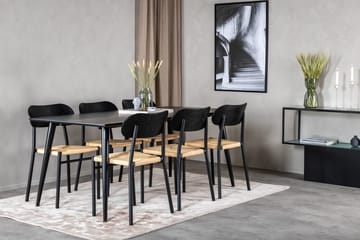 Rektangulär matgrupp Venture Home Svart Svart 6st - Huonekalut - Pöytä & ruokailuryhmä - Ruokailuryhmä