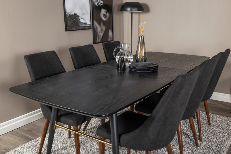 Rektangulär matgrupp Venture Home Svart Svart 6st - Huonekalut - Pöytä & ruokailuryhmä - Ruokailuryhmä