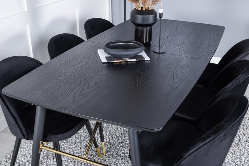 Rektangulär matgrupp Venture Home Svart Svart 6st - Huonekalut - Pöytä & ruokailuryhmä - Ruokailuryhmä