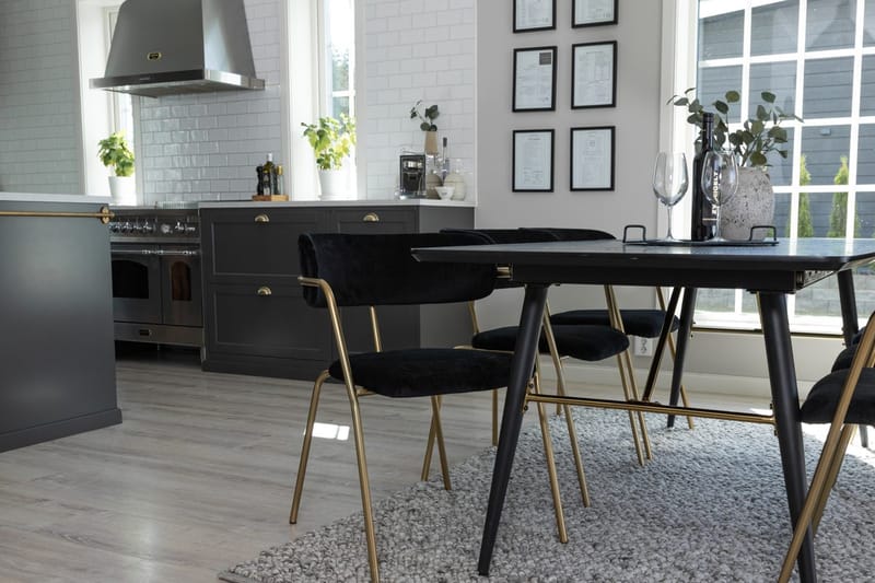 Rektangulär matgrupp Venture Home Svart Svart 6st - Huonekalut - Pöytä & ruokailuryhmä - Ruokailuryhmä