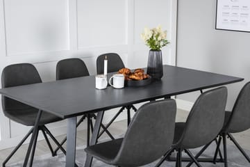 Rektangulär matgrupp Venture Home Svart Svart 6st - Huonekalut - Pöytä & ruokailuryhmä - Ruokailuryhmä