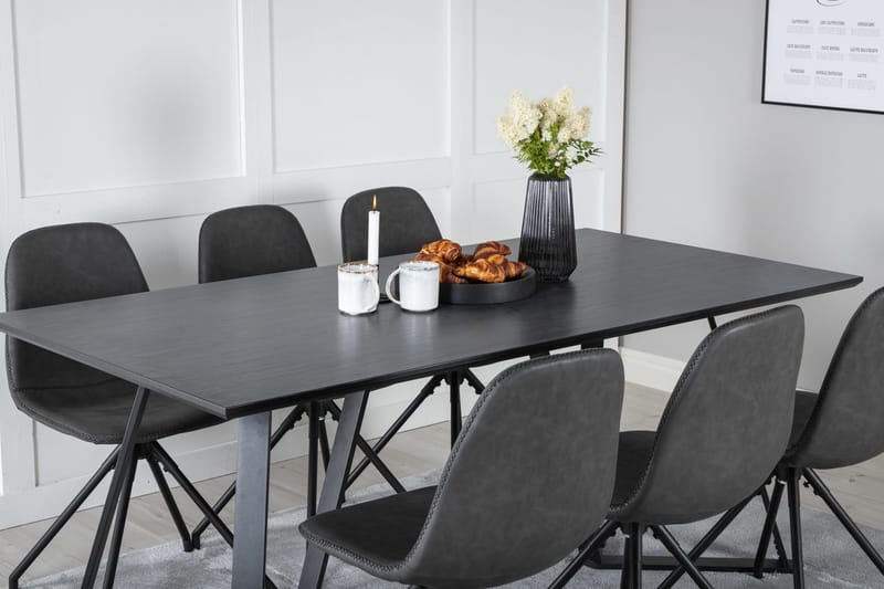 Rektangulär matgrupp Venture Home Svart Svart 6st - Huonekalut - Pöytä & ruokailuryhmä - Ruokailuryhmä