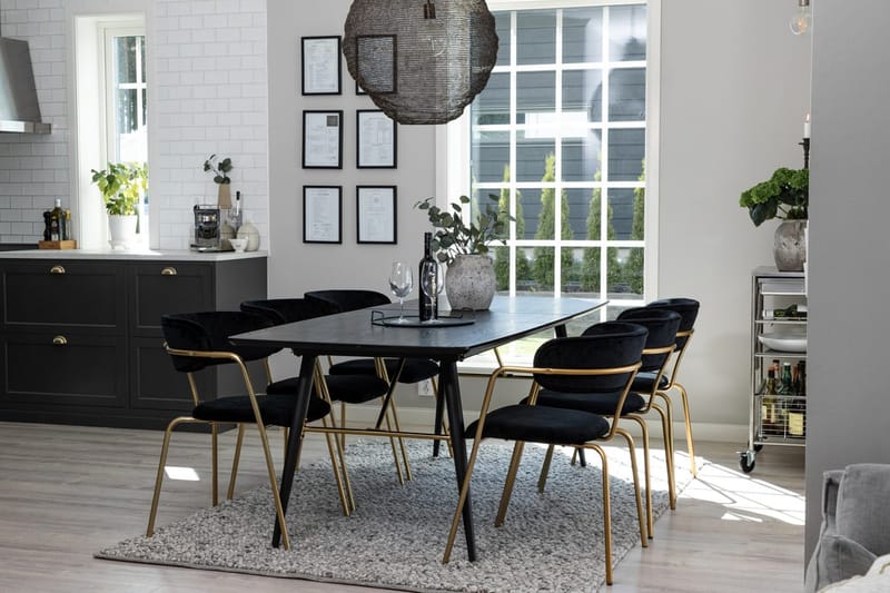 Rektangulär matgrupp Venture Home Svart Svart 6st