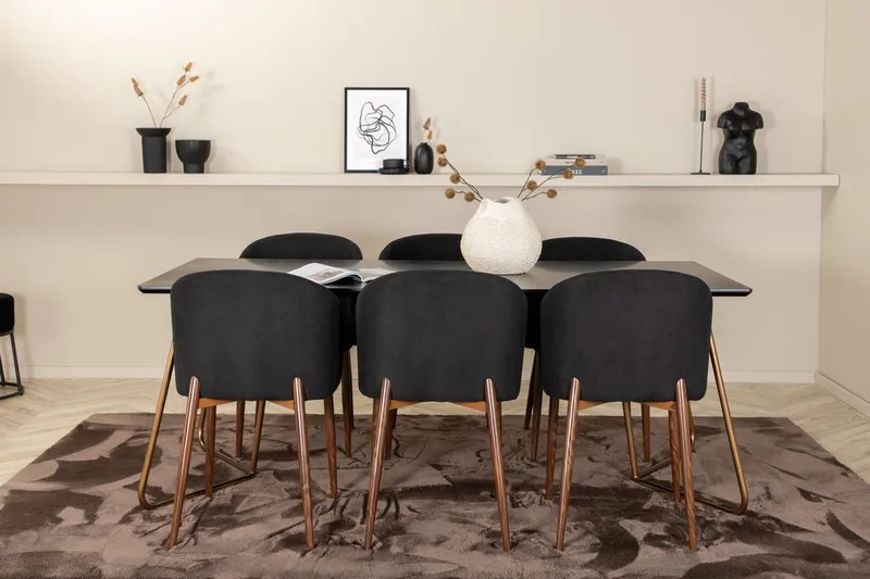 Rektangulär matgrupp Venture Home Svart Svart 6st