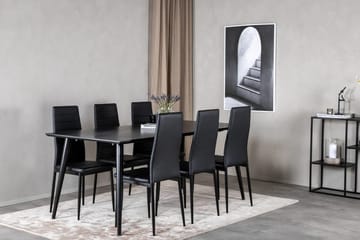 Rektangulär matgrupp Venture Home Svart Svart 6st - Huonekalut - Pöytä & ruokailuryhmä - Ruokailuryhmä