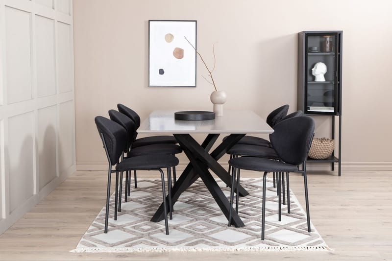 Rektangulär matgrupp Venture Home Svart Svart 6st - Huonekalut - Pöytä & ruokailuryhmä - Ruokailuryhmä
