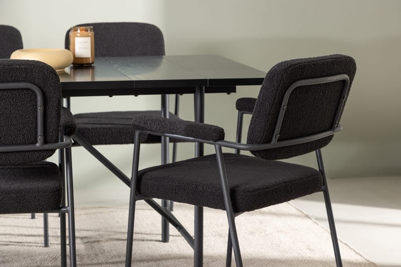 Rektangulär matgrupp Venture Home Svart Svart 6st - Huonekalut - Pöytä & ruokailuryhmä - Ruokailuryhmä
