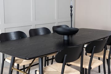 Rektangulär matgrupp Venture Home Svart Svart 6st - Huonekalut - Pöytä & ruokailuryhmä - Ruokailuryhmä