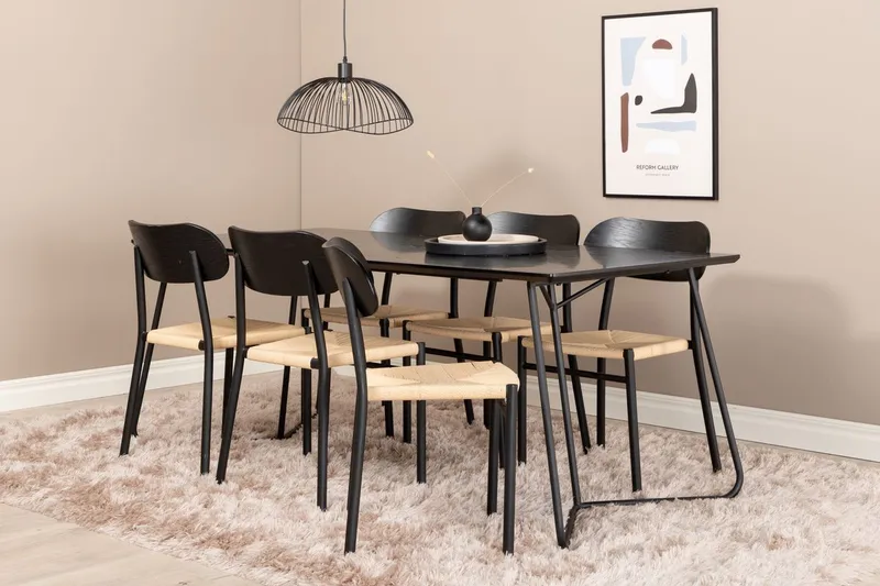 Rektangulär matgrupp Venture Home Svart Svart 6st