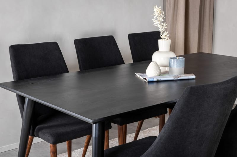 Rektangulär matgrupp Venture Home Svart Svart 6st - Huonekalut - Pöytä & ruokailuryhmä - Ruokailuryhmä