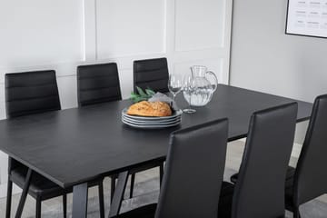 Rektangulär matgrupp Venture Home Svart Svart 6st - Huonekalut - Pöytä & ruokailuryhmä - Ruokailuryhmä