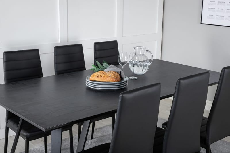 Rektangulär matgrupp Venture Home Svart Svart 6st - Huonekalut - Pöytä & ruokailuryhmä - Ruokailuryhmä