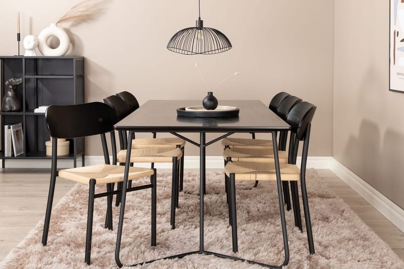 Rektangulär matgrupp Venture Home Svart Svart 6st - Huonekalut - Pöytä & ruokailuryhmä - Ruokailuryhmä