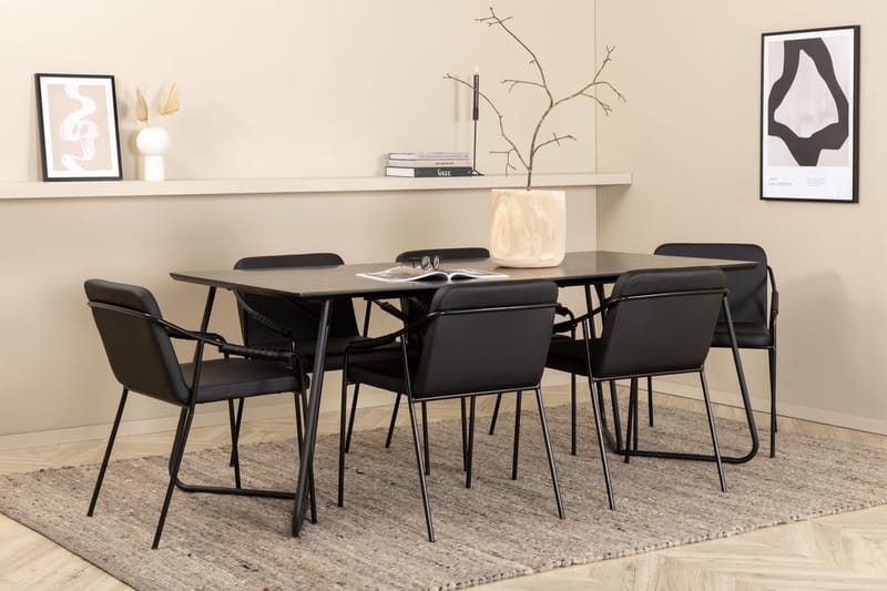 Rektangulär matgrupp Venture Home Svart Svart 6st - Huonekalut - Pöytä & ruokailuryhmä - Ruokailuryhmä