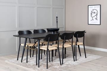 Rektangulär matgrupp Venture Home Svart Svart 6st - Huonekalut - Pöytä & ruokailuryhmä - Ruokailuryhmä