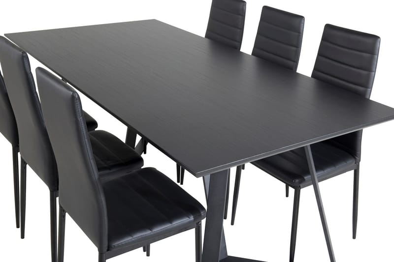 Rektangulär matgrupp Venture Home Svart Svart 6st - Huonekalut - Pöytä & ruokailuryhmä - Ruokailuryhmä